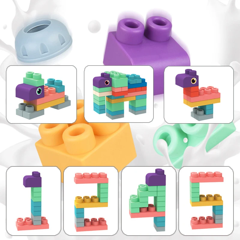 Baby Soft Plastic 3D Building Blocks Big Size Toys Baby Soft Rubber Blocks Particle Bricks Toy Early Education Toys Toddler Gift - Image 3