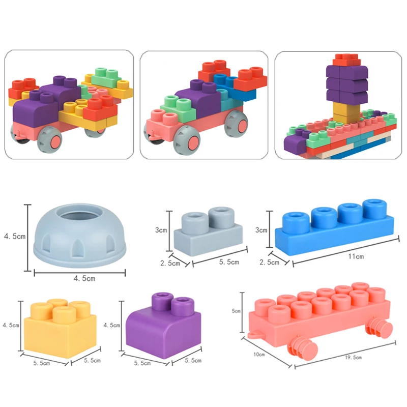 Baby Soft Plastic 3D Building Blocks Big Size Toys Baby Soft Rubber Blocks Particle Bricks Toy Early Education Toys Toddler Gift - Image 6