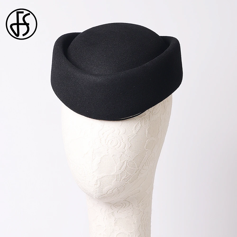 Wool Felt Fascinator Small Top Hats For Women Ladies Elegant Millinery Vintage Beret Fedoras Wedding Bride Church Winter Cap Hat - Image 5