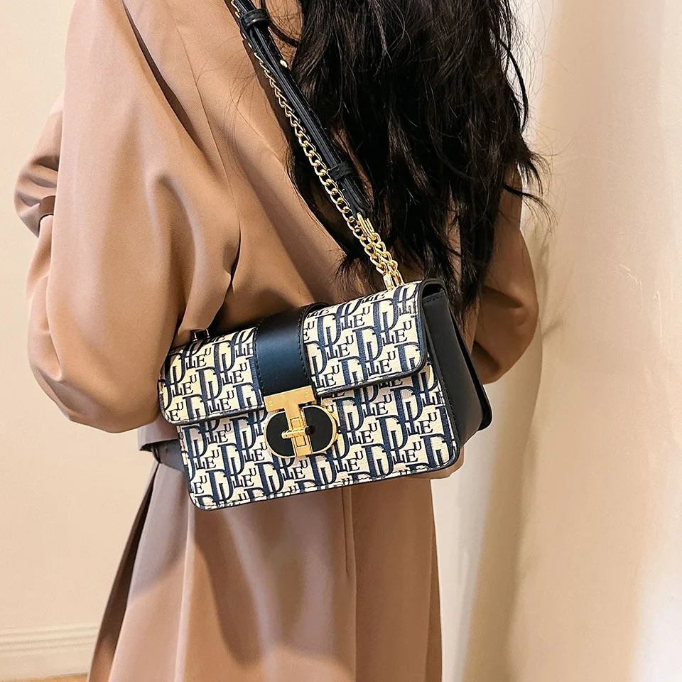 Letter Print Lock Luxury handbags Women Shoulder Bags Designer Crossbody Purses Handbag Chain Strap Clutch Bag 2025 New Small - Image 4