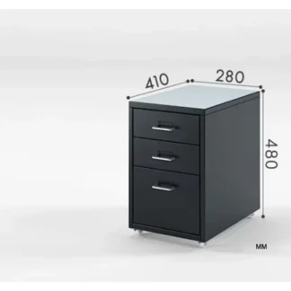 Mobile Three-Drawer Cabinet Small File Storage Table Office Movable Information Desk Organizer with underneath Space