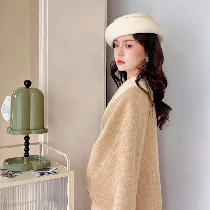 Vintage Flying Saucer Fedoras Hat 100% Wool Bridal Berets for Women French Formal Top Pillbox Hat Wedding Party Felt Boat Hat - Image 4