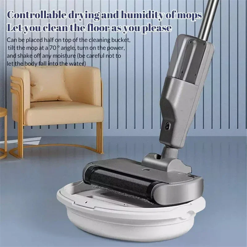 Intelligent Wireless Electric Floor Mops Household Smart Sweep and Drag Mop with Water Sprayer and UV Sterilization Lamp Cleanin - Image 2