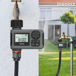 Insoma Automatic Water Timer Intelligent Irrigation Watering System Sprinkler Timer Garden Programmer Equipment IPX7 LCD Display
