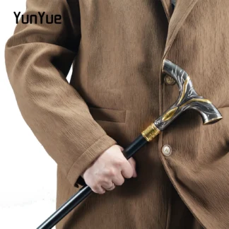 Black and Gold Striped Fashion Walking Stick Decorative Cospaly Modern Fashionable Walking Cane Halloween Knob Crosier 93cm