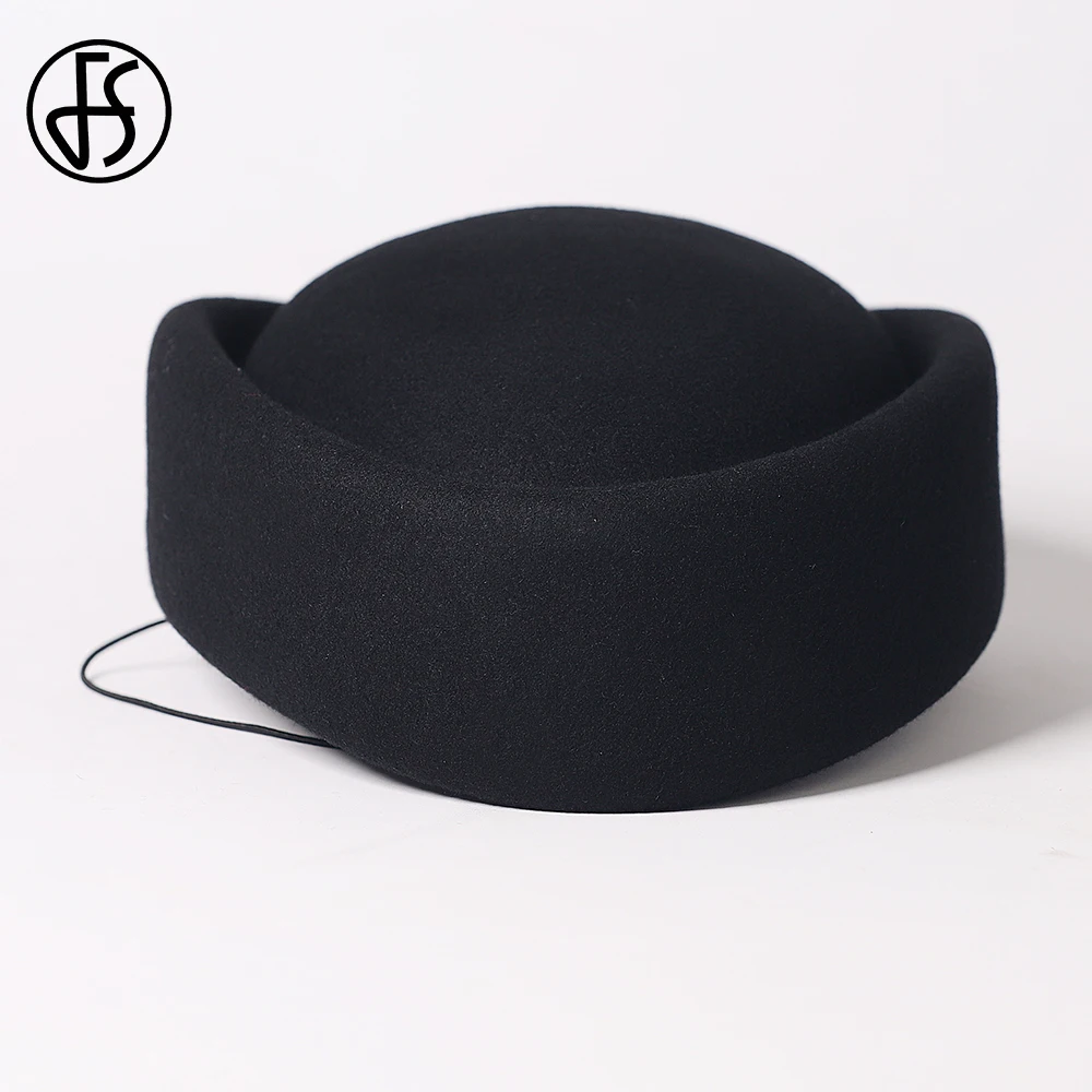 Wool Felt Fascinator Small Top Hats For Women Ladies Elegant Millinery Vintage Beret Fedoras Wedding Bride Church Winter Cap Hat - Image 6