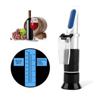 Handheld Alcohol Sugar Refractometer Tester Wine Concentration Meter Densitometer 0-25% Alcohol Beer 0-40% Brix Grapes Testing