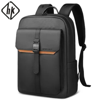 HK Stylish Business Backpack for Men Waterproof 15.6 inch Flap Laptop Backpack Multiple Pockets Casual Daypack for Work School