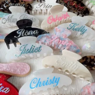 Private name customization DIY grab clip double-sided zircon hair clip shark clip back of head hair grab headband