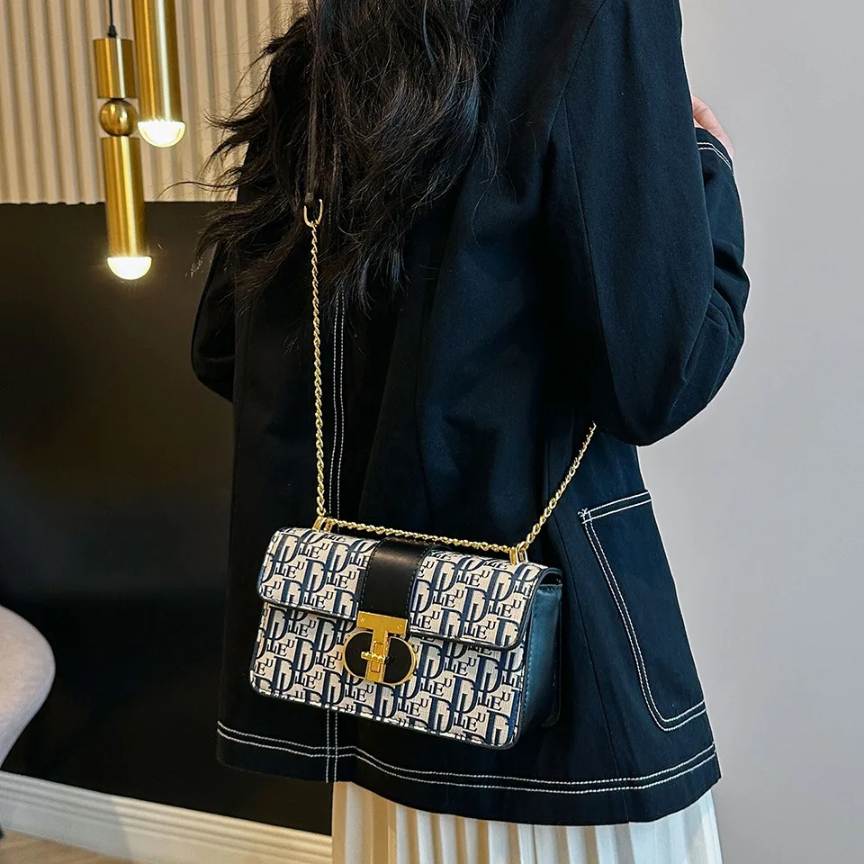 Letter Print Lock Luxury handbags Women Shoulder Bags Designer Crossbody Purses Handbag Chain Strap Clutch Bag 2025 New Small - Image 3