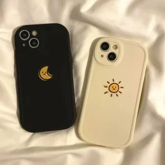 Sun and Moon Phone Case for iPhone Simple Silicone Cases Cover for iPhone 11 12 13 14 15 Plus 7 X XS XR 15 Pro Max SE2022