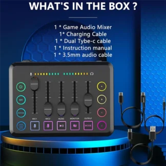 -A15I Gaming Audio Mixer, Streaming RGB PC Mixer With XLR Microphone Interface, Volume Fader, 48V Phantom Power For Podcast