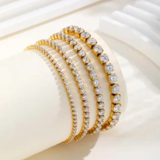 Classic Charm Tennis Bracelet for Women, AAA Zircon Stainless Steel Chain Bracelet, Wedding Birthday Party Jewelry Waterproof