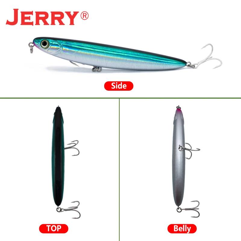 Jerry Surface Pencil Floating Lure 110mm/4,5in Topwater Stickbait Rattling Rock Spinning Fishing Hard Bait for Seabass Fishing - Image 2