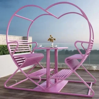 Modern Waterproof Metal Garden Furniture Set - Stylish Italian Pink Outdoor Decor