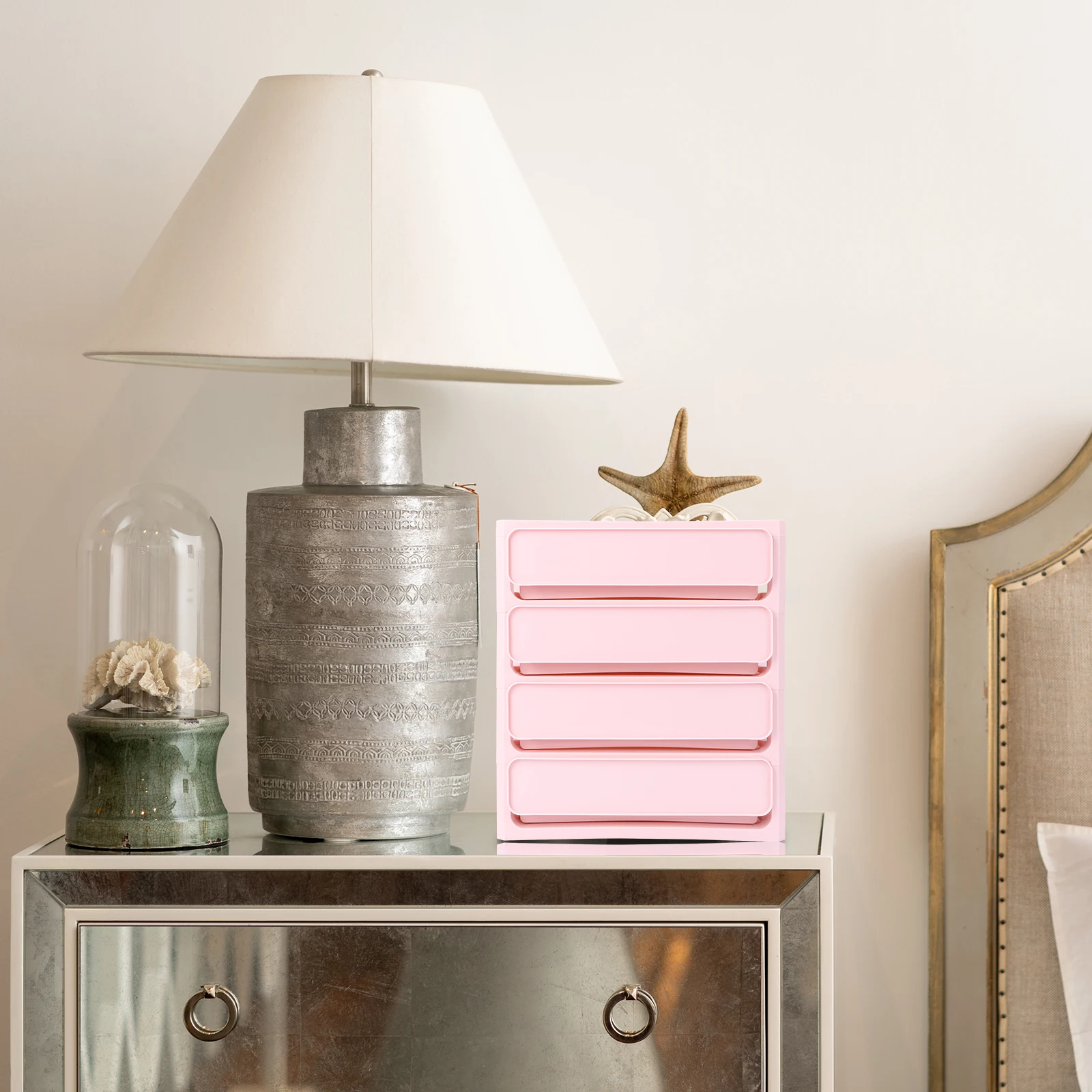 Drawer Type Box 4-Layer Desktop Makeup Organizer Multi-Layer Plastic Container Practical Desktop Holder File Cabinet