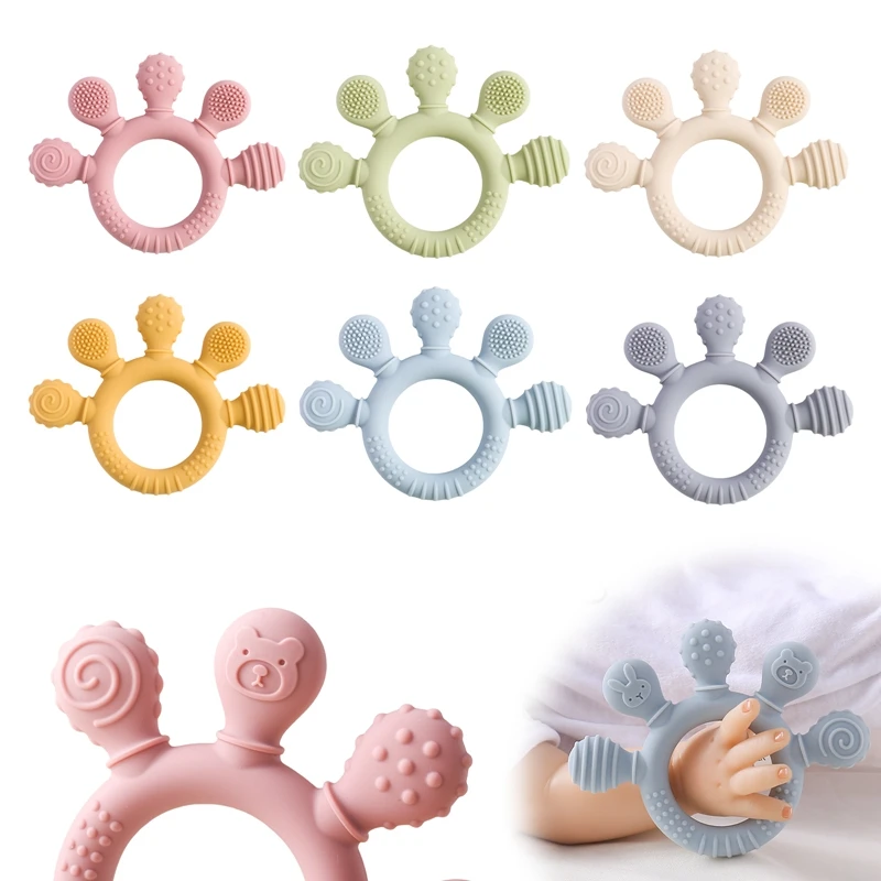 1pc Silicone Teether Food Grade Baby 0-12 Toys Teething Ring Sensory Toys for Toddlers Silicone Animal Soothing Toys Accessories - Image 2