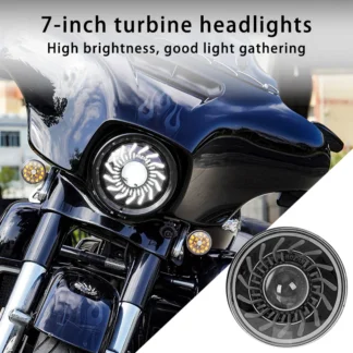 7inch Round Led Motorcycle Headlight 7inch Motorcycle Light with White/Amber Drl Start-Up Gradient Welcome Halo Ring