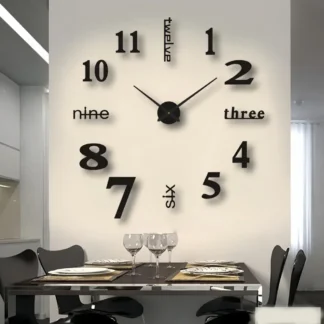 Stylish Modern Design Large Wall Clock 3D DIY Quartz Clock Acrylic Mirror Sticker Living Room Home Decoration Silent Clock