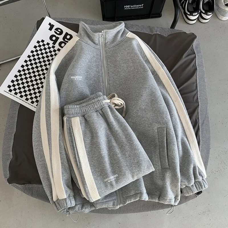 Casual Sporty Men's Hoodie Pants Set Hong Kong Style Long Sleeve Autumn Winter Loose Trendy Student Wear AE Origin China - Image 3