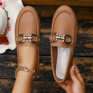 Women Flats Spring Autumn New Korean Style Flat Shoes Women Metal Chain Casual Sneakers Women Soft Sole Comfortable Loafers
