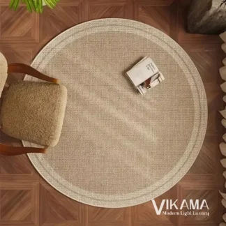 VIKAMA Circular Minimalist Light Luxury Carpet Minimalist Style Sofa Carpet Living Room Home Decoration Washable Floor Mat