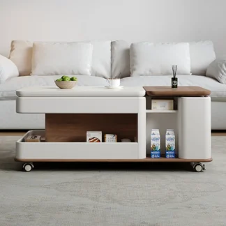 Compact Multifunctional Storage Coffee Table for Apartments Modern Living Room Center Table with Casters Stylish Home Tea Tables