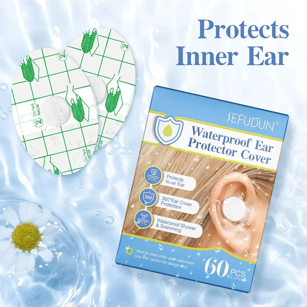 60pcs/box Waterproof Ear Patches Adult Children Shampoo Bathing Hair Washing Ear Protector Cover Waterproof Ear Care Stickers - Image 2