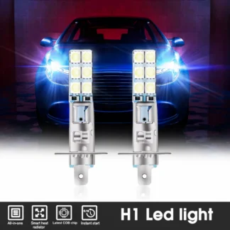 2x H1 6000K 1800LM Bright White DRL LED Headlight Bulb Kit High Beam 2525 Chips Fog Lamp Driving Light for Auto 12v Led Light