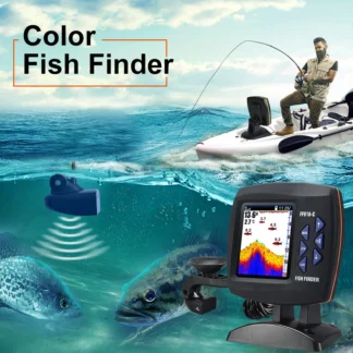 Portable Fish Finder Wireless Sonar Sensor Fishing Depth Finder Locator Fishfinder with Wired Transducer for Boat Kayak Fishing