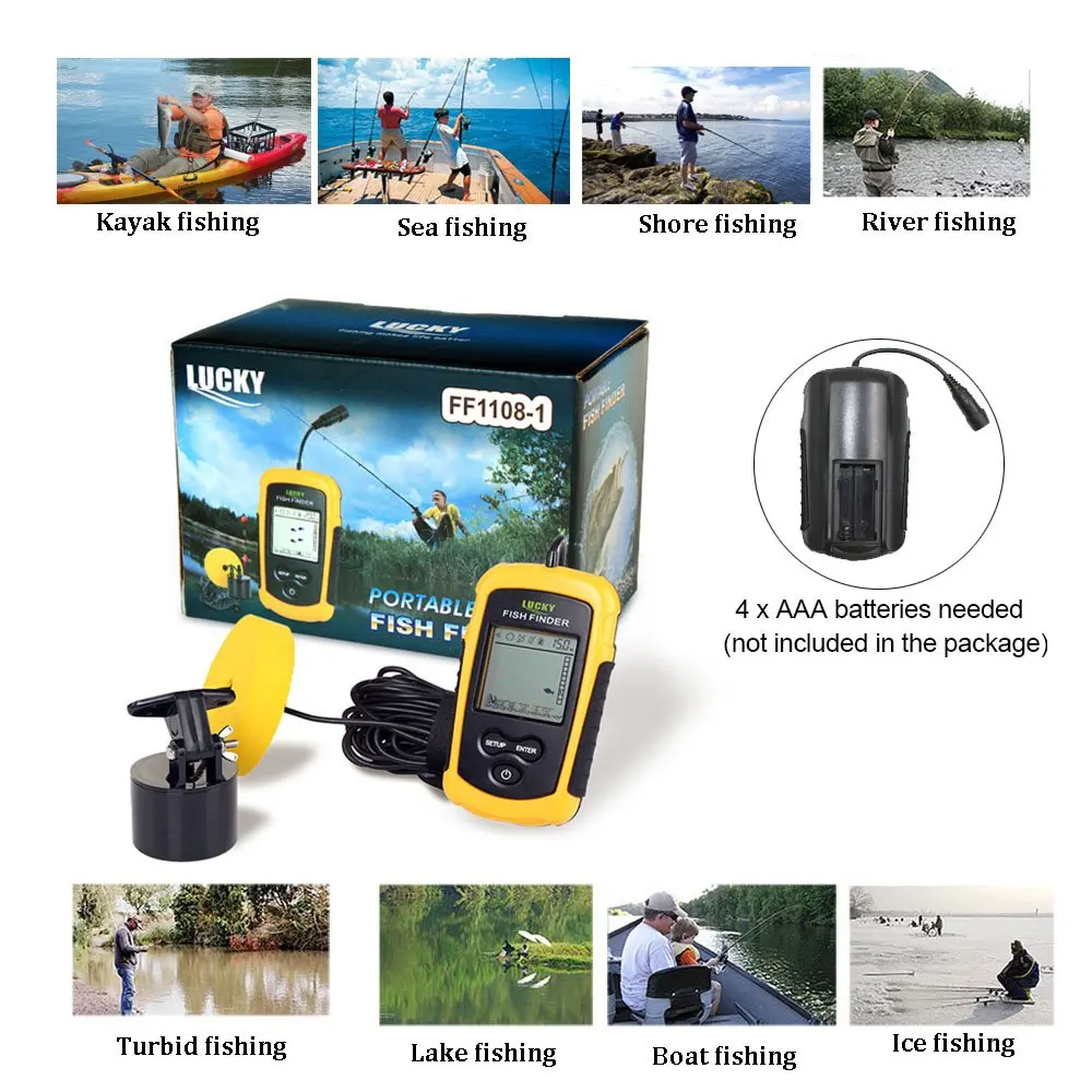 LUCKY FFC1108-1 Portable Fish Finders 100M Sonar Fishing lure Echo Sounder Fishing Finder Alarm Transducer Lake Sea Fishing - Image 6