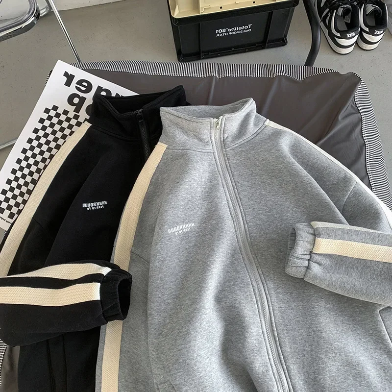 Casual Sporty Men's Hoodie Pants Set Hong Kong Style Long Sleeve Autumn Winter Loose Trendy Student Wear AE Origin China - Image 4