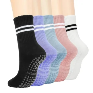 4 Pairs Yoga Socks for Women Professional Non-slip Silicone Mid-tube Pilates Socks Indoor Fitness Gym Dance Sports Floor Socks