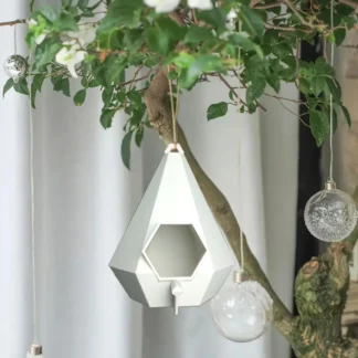 Mini Hanging Bird House for Hummingbirds, Parrots & Small Birds - Hexagonal Design, Outdoor/Indoor Bird Attracting Feeder, Polyg