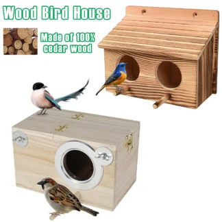 Wood Bird House Nest Birds Breeding Box 1/2 Holes Hanging Bird House Parrot Breeding Decorative Cages Pet Accessories for Home