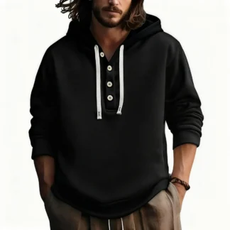 Hoodies For Man Men Sweatshirts 2025 Men'S Cotton Hoodie Long Sleeve Button Shirt Casual Beach Yoga Sweatshirts Sudaderas