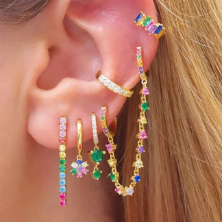 Stainless Steel Flower Dangle Earrings Fashion Zircon Chain Women's Earring Ear Clip Holiday Dressing Piercing Jewelry Gifts