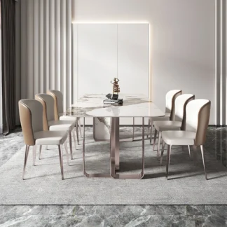 Nordic Minimalist Dining Table And Chairs Set Home Restaurant Marble Dining Table Set 6 Seater