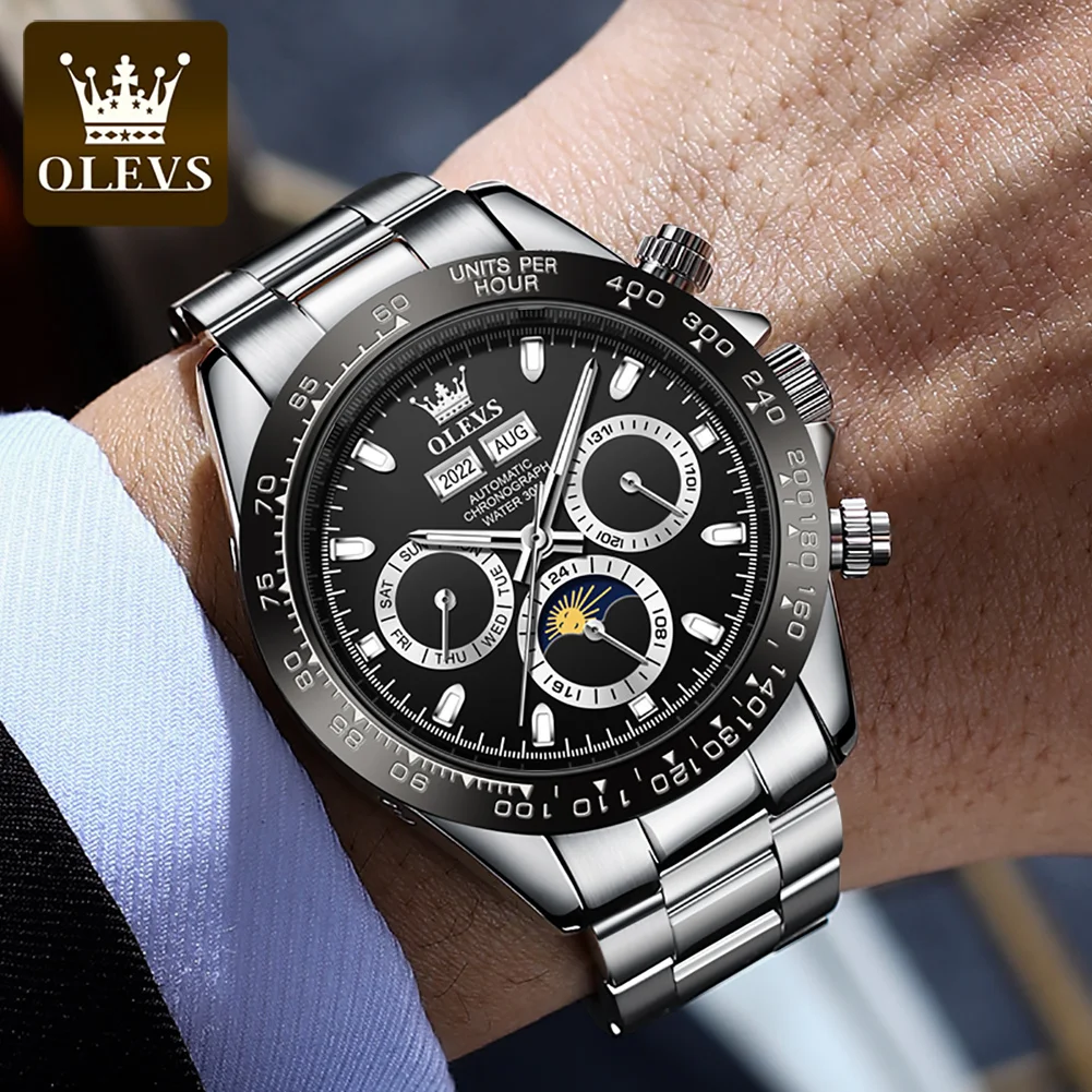OLEVS Automatic Mechanical Watch for Men TOP Brand Original Stainless Steel Luminous Waterproof Date Man Wrist Watch Luxury Set - Image 3