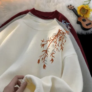 Men's Oversized Sweaters Autumn White 5XL Knitted Sweater Fahion Letter Print Casual Wear for Man Knit Pulloves Men Clothes