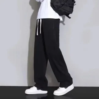 2025 Streetwear Loose Jeans Men Korean Style Fashion Loose Straight Wide Leg Pants Men's Brand Clothing Black Light Blue S-3XL