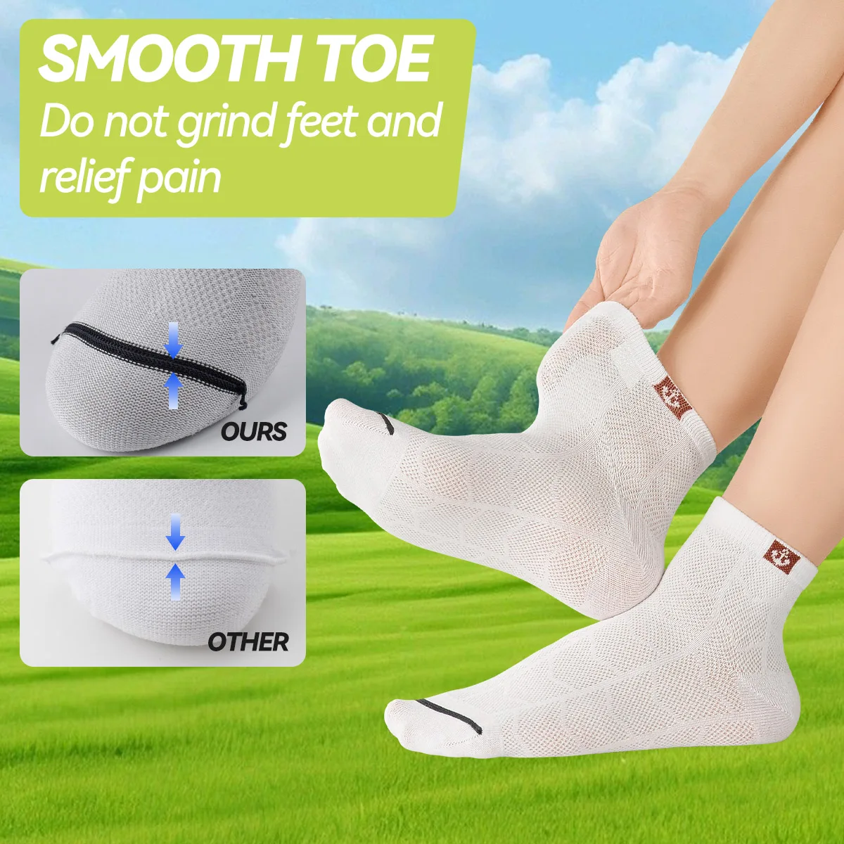 Boy's boneless antibacterial short socks with boat anchor icon – summer ultra-thin mesh breathable cotton socks for teenagers - Image 3