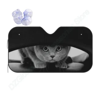 Windshield Sun Shade Scottish Funny Cat Eyes Car Front Window Sunshade Blocker Uv Visor Retractable Automotive Sunshades