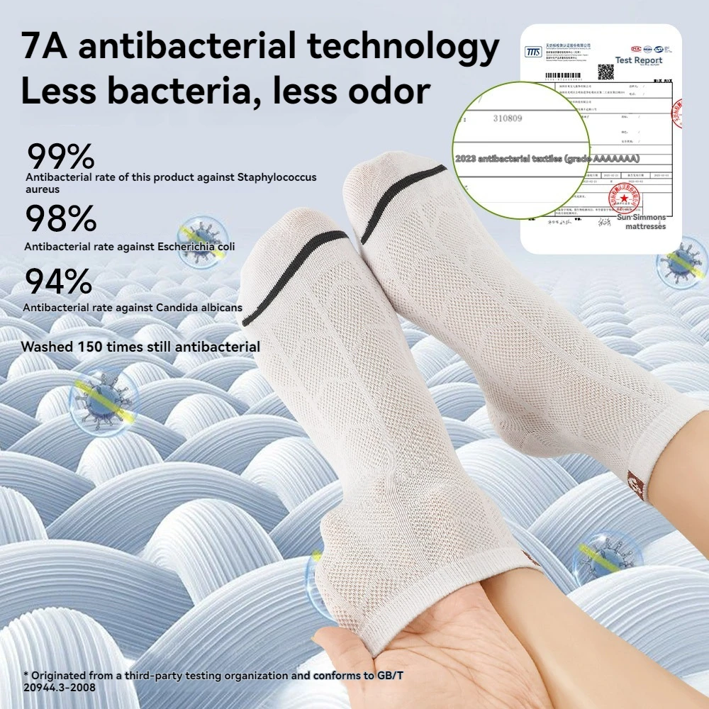 Boy's boneless antibacterial short socks with boat anchor icon – summer ultra-thin mesh breathable cotton socks for teenagers - Image 2