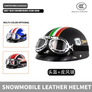 Classic retro helmet motorcycle half helmet snowmobile safety helmet for men and women four seasons riding helmet.