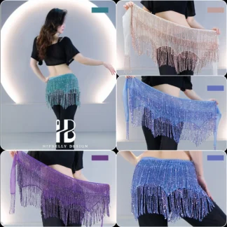 New Sparkling Sequin Fringe Belly Dance Hip Scarf Waist Chain Belt for Women Oriental Dance Performance Show Costume Accessories