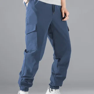 Men's New Multi-Pocket Cargo Pants Retro Casual Cuffed Long