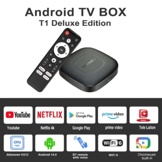 Global Version Mortal T1 Smart Streaming Media Player TV Box AllwinnerH313 Android13 2.4G&5G Wifi 4K Bluetooth Google Assistant