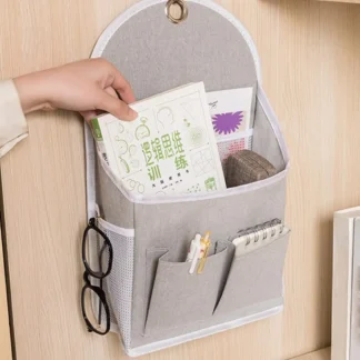 Fabric Hanging Storage Bag, Wall Mounted & Door-Mounted Organizer for Dormitory, Dual-Pocket with Side Mesh, Practical Holder