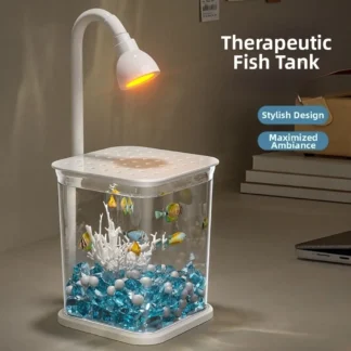Fishbowl Creative Mini Desktop Fish Tank INS with LED Light Plastic Clear Aquariums Breathable Durable Landscape Fish Tank Kids